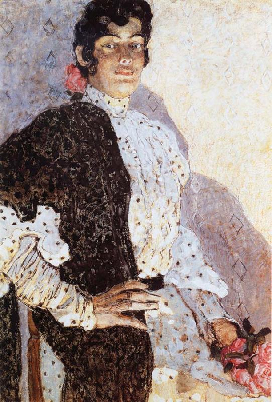 Alexander Yakovlevich GOLOVIN The Woman of spanish had on a shawl Black oil painting image